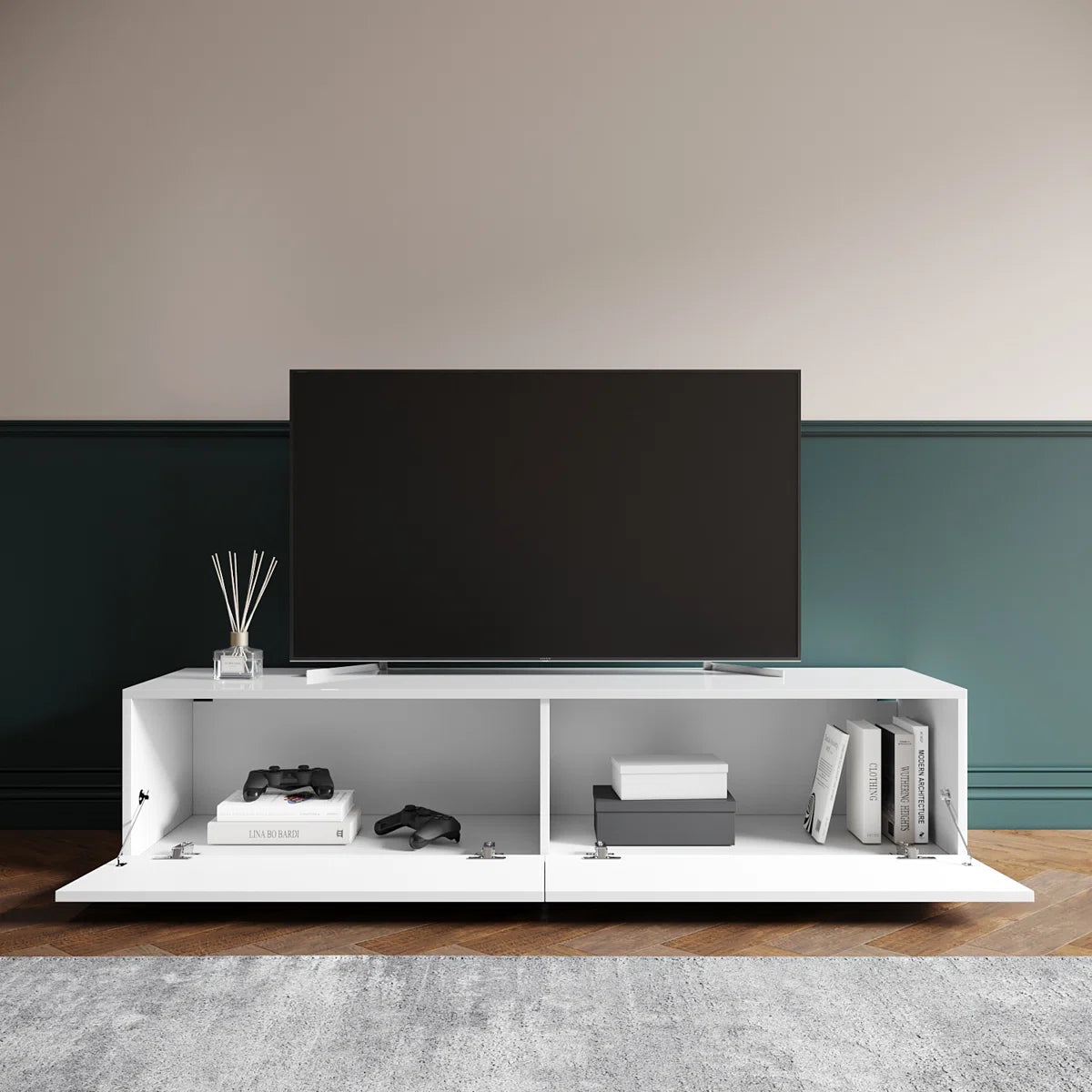 Meuble TV mural flottant, COSMO, 135x35x30 cm