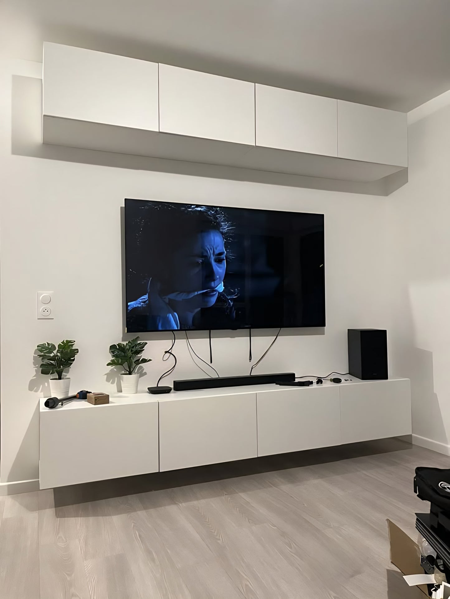 Meuble TV mural flottant, DOUBLE COSMO, 270x35x30 cm