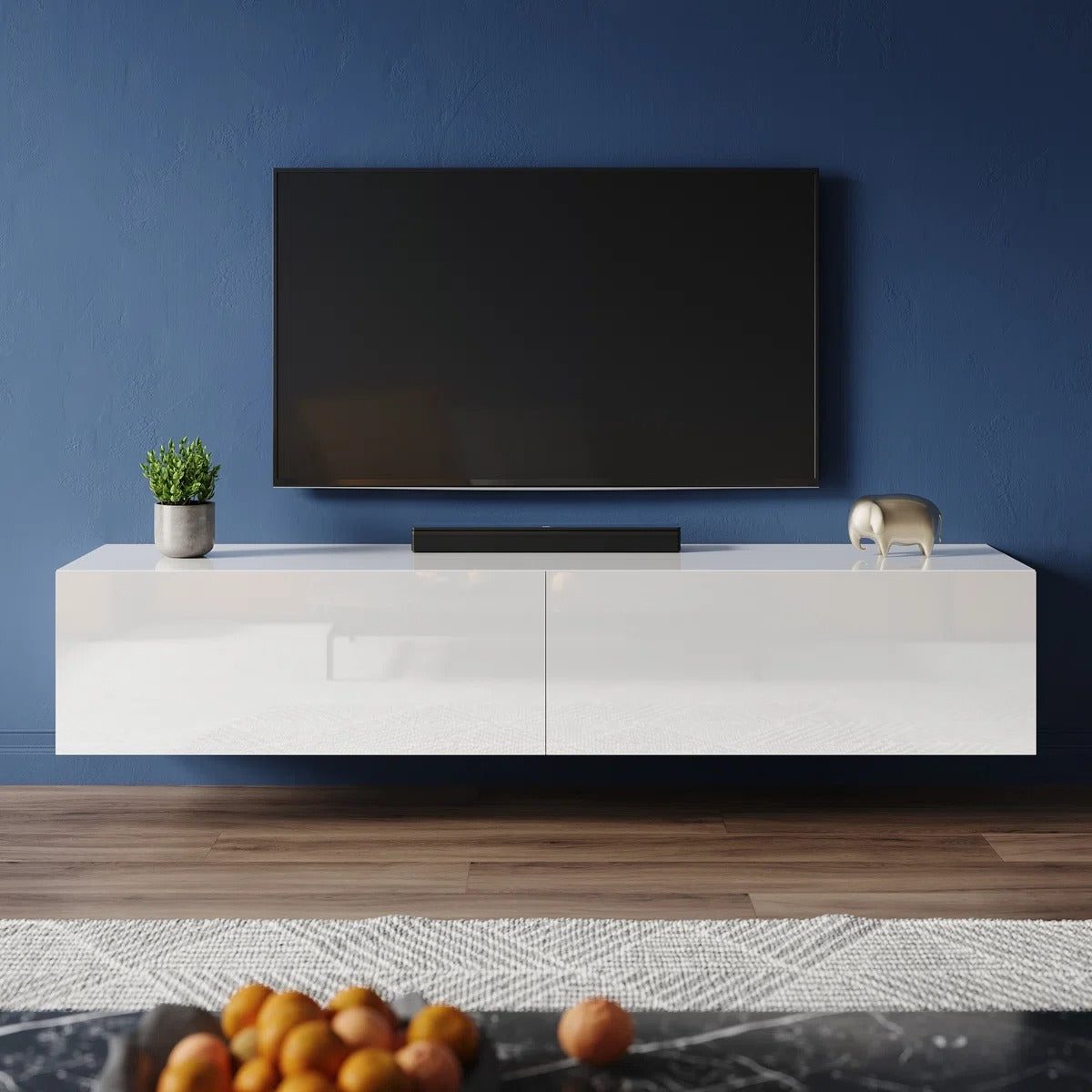 Meuble TV mural flottant, COSMO, 135x35x30 cm